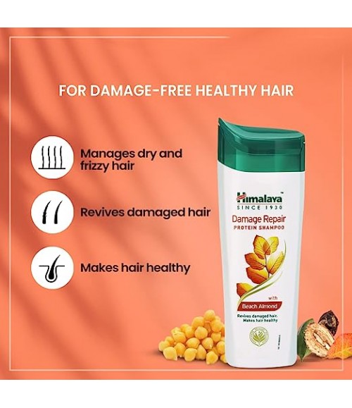 Himalaya Damage Repair Protein Shampoo | Repairs & Protects Hair From Damage | For Dry & Damaged Hair | With The Goodness Of Beach Almond & Chickpea 400ML